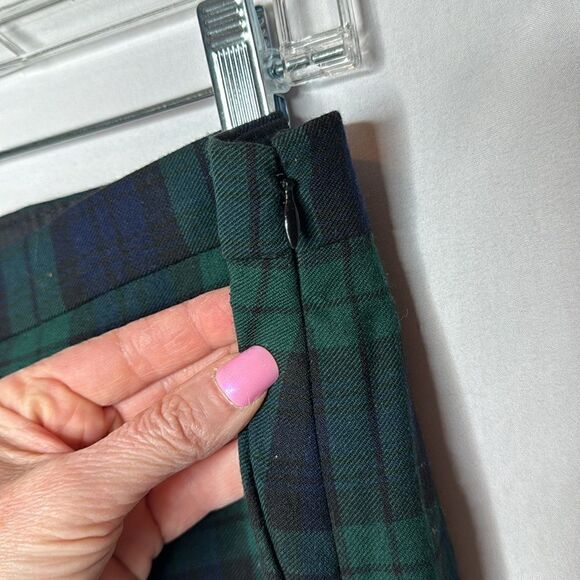 J.Crew Tartan Plaid Green/Navy Wool Blend Lined Pants. Size 6. - Picture 5 of 12